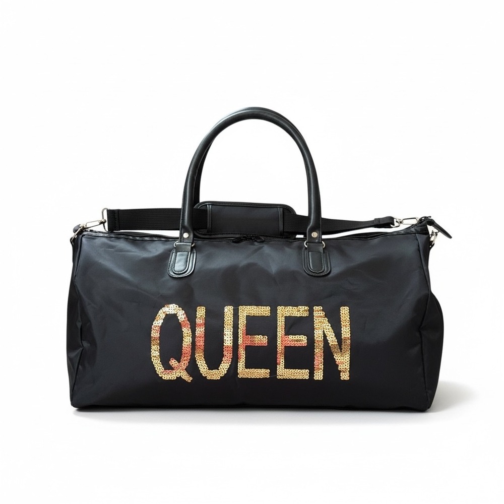 Unbranded Duffle Bag Women Large Black Sequin Queen Travel Weekender Gym Bag